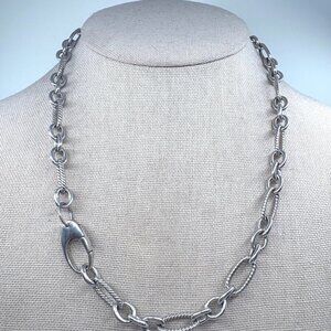 VTG Sterling Silver 925 Cable Oval Link Chain Twist Oversized Lobster 18" Length